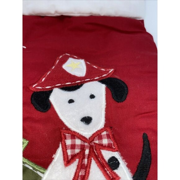 Pottery Barn Kids Maren Christmas Stocking Fire Truck Dog Holiday Quilted - Picture 4 of 12
